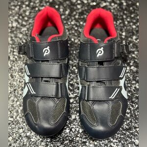 Peloton Black and Red Sneakers with Velcro Straps